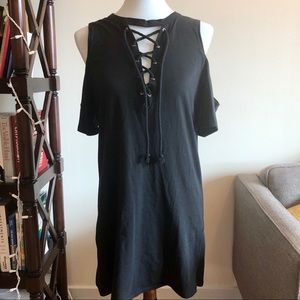 Forever 21 cold shoulder dress with lace up bust